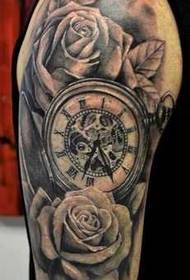 arm rose väckarklocka tatuering mönster