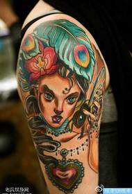 ຮູບແບບ Tattoo Pop Girl ສີ