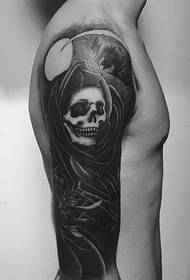 arm black and white tattoo picture is scared