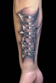 arm in 3d Engelse kanji tattoo foto