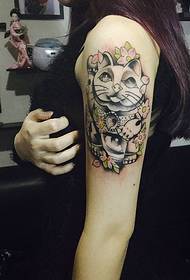 გოგონა მკლავი ფერი დიდი ხელმძღვანელი კატა tattoo tattoo