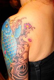 personal girl arm blue small squid tattoo tattoo