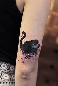 Ko te pikitia tattoo tattoo Swan iti i roto i te wai koreutu