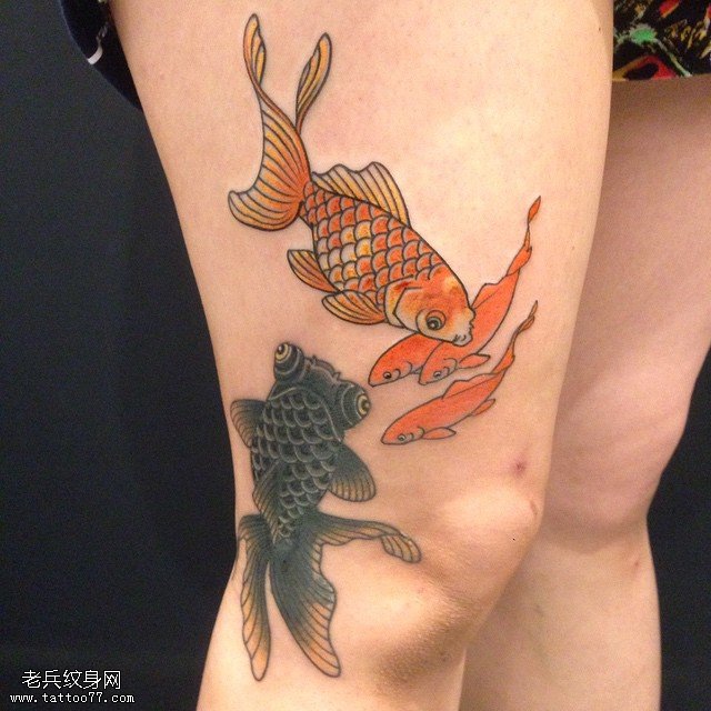 Sunset Tattoo — Goldfish by Horimatsu Bunshin! Shaded by hand,...
