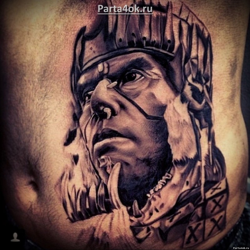 costelas laterais real preto cinza tribal homem retrato tatuagem padrão 